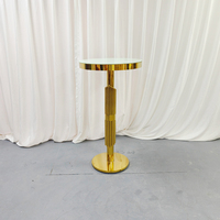 Table de bar ronde en acier inoxydable doré avec plateau en verre, table à cocktails pour réception de mariage