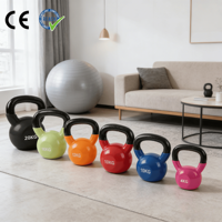 Ensemble de kettlebells réglables en fonte VIGFIT, vente en gros, 4-20 kg, revêtement PVC, vinyle, néoprène, codage couleur, entraînement de force commercial