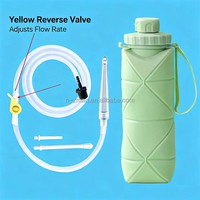 NZMAN Kit de bouteille de sac de lavement en silicone pliable avec tuyau de lavement de 5,3 pieds, valve de débit contrôlable, kit de lavement en silicone d'une capacité de 1.2 L