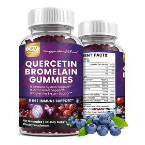 Gummies de Quercétine 1000mg OEM avec Bromélaïne, Zinc, Sureau, Vitamines C, D3, K2 pour le Soutien Immunitaire et la Santé Cardiovasculaire des Adultes - Product Image 1