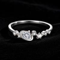 Bague Planète Galaxie en Argent Sterling 925 avec Centre Rond en Zircon Cubique et Détails Étoilés pour Femme, Bijoux Cosmiques Délicats, Vente en Gros