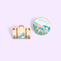 Lencana Kerah Tema Petualangan, Pin Enamel Perjalanan, Cetak UV, Tema Buah, Pegunungan, Ombak, Motif Berkemah, Tahun Baru Imlek
