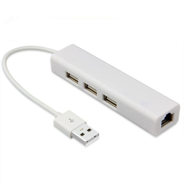 3 Ports USB 2.0 Hub with 10/100Mbps Fast Ethernet LAN Wired Network Support Windows 10 8.1 8 7, XP, Vista, Mac OS
