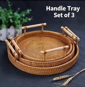 Cesto da Picnic in Rattan Vintage Eco-Friendly di Nuova Concezione con Manico per Stoccaggio Multiuso e Stoviglie in Cucina - Product Image 5