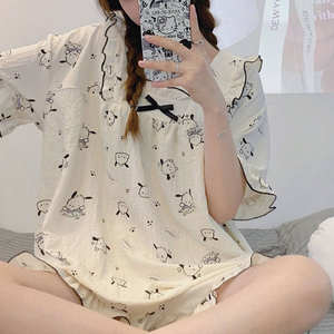 Conjunto de Pijama Corto de Verano para Mujer, Transpirable, Estilo Coreano, con Dibujos Animados de Kuromi y <span class=keywords><strong>Pacha</strong></span> Dog, para Chicas - Product Image 3