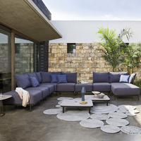 Ensemble de mobilier d'extérieur pour hôtels et resorts : canapé de loisirs, table basse en alliage d'aluminium pour patio, jardin, balcon, et mobilier de villa en corde tressée