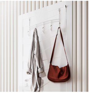 Perchero para colgar ropa sobre la puerta de metal sin clavos con capa niquelada y gancho para bata Ganchos y rieles de fácil instalación Producto - Product Image 5