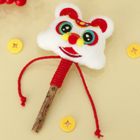 Jouet d'entraînement pour chat style national Thaïlande Vietnam Japon Singapour, avec corde à nœuds en plastique durable et clochette, motif lion chinois