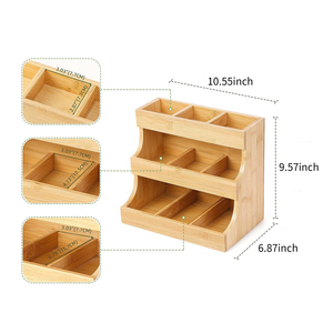 Bolsa de té y café de tres niveles hecha a mano, organizador de escritorio, caja de almacenamiento de madera, estante de almacenamiento de Bambú - Product Image 6