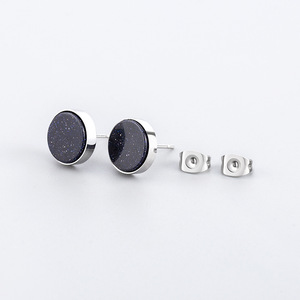 Pendientes de Acero de Titanio con Piedra de Arcilla Púrpura Cielo Nocturno, Diseño Geométrico Minimalista, Joyería de Moda Unisex - Product Image 3