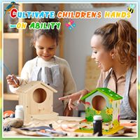 Cage à oiseaux en bois pour enfants, pour le dessin et la construction de nids, maison à oiseaux en bois, cage à oiseaux transfrontalière