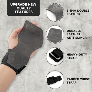 Poignées de levage antidérapantes en cuir de 3,5 mm d'épaisseur pour musculation professionnelle, tractions, entraînement avec barre et accessoires de fitness – Vente en gros - Product Image 2