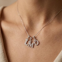 Livraison Rapide Collier en Argent 925 pour Femme, Bijou Fin Empilable pour Usage Quotidien, Pendentif Lettre Initiale A-Z 26 en Moissanite, Style Délicat