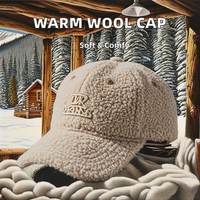 Gorra de béisbol cálida para deportes al aire libre de Invierno para mujer, sombrero borroso bordado con logotipo de piel de cordero de Color sólido, tela de terciopelo