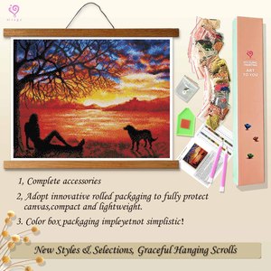 Kit de Peinture Diamant Paysage Coucher de Soleil avec Cadre, Perles Rondes, Art Imprimé DIY, Décoration Murale Forme Rectangulaire - Product Image 4