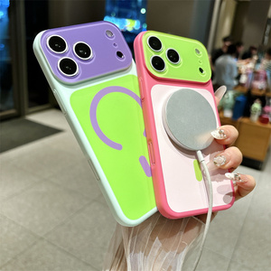 เคสโทรศัพท์แม่เหล็กสีนีออนด้านหลากสีสำหรับ iPhone 17 16 15 14 Pro Max ลายดอกทานตะวันไล่เฉดสีรุ้งแบบด้านหลังลายโดปาไมน์ - Product Image 4