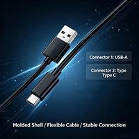 Cable de Carga USB-A a USB-C con Revestimiento de PVC y Conductor de Cobre Estañado para Teléfono Móvil, Cámara, Computadora, Auriculares, Automóvil
