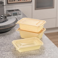 Boîtes alimentaires jetables rectangulaires avec couvercle transparent 500 ml 750 ml 1000 ml Boîte à salade biodégradable en amidon de maïs