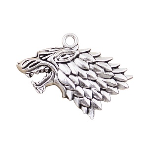 Charms Ice and Fire Dire <span class=keywords><strong>Wolf</strong></span> 32x44mm Ajuste hecho a mano, colgantes de Color plata tibetana Vintage, DIY para collar de pulsera - Product Image 1