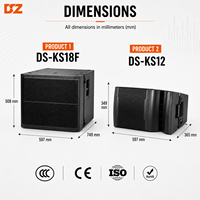 Système de subwoofer passif DSZ DS-KS12+DS-KS18F 18 pouces, boîtier métallique étanche, contreplaqué de bouleau, son professionnel pour événements en plein air, stades