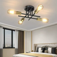 Lustre semi-encastré de luxe en gros, luminaire de plafond doré, lampe suspendue pour chambre, cuisine, salon, salle à manger