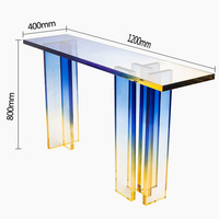 Table basse moderne en acrylique Lucite dégradé givré, extensible, peu encombrante et recyclable pour salon - Vente en gros