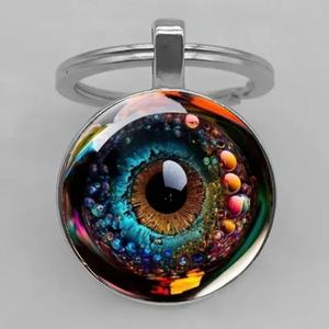 Porte-clés rond en alliage de zinc Œil d'Horus transfrontalier, œil du diable, œil protecteur, pendentif de sac pour passionnés de religion - Product Image 2