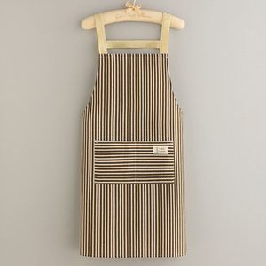 Delantal de cintura a la moda con rayas de algodón y lino, lavable y resistente a las manchas, para cocina, trabajo y uso doméstico, venta al por mayor, con logotipo. - Product Image 4