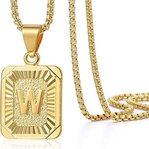 Colliers tendance 2020 en acier inoxydable plaqué or 18 carats avec initiales alphabétiques (26 lettres) - Product Image 2