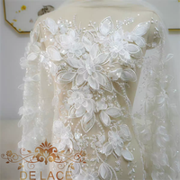 DELACE JZQ belle broderie florale Sequin dentelle Patch 3D fleur perlée dentelle Applique robe de mariée accessoires