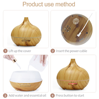 Diffuseur d'huiles essentielles 8 huiles premium 500 ml Ultrasonique Brume froide Aromathérapie Humidificateur d'air Télécommande 7 lumières LED Tableau lumineux de table pour la maison