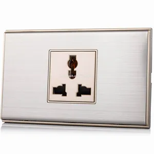 Adaptador modelo de tomada 16a schuko, linha de desenho de aço inoxidável 118mm, 1 gang ac universal multicontato