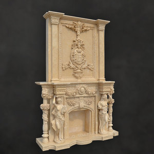 Chimenea Doble de Mármol con Estilo Occidental de Lujo, Decoración para el Hogar, con Marco Ovalado Dorado y Dos Esculturas Elegantes de Mujeres - Product Image 3