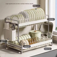 Égouttoir à vaisselle blanc pour évier de cuisine, support à ustensiles, étagère, construction métallique, design moderne, durable, drainage automatique