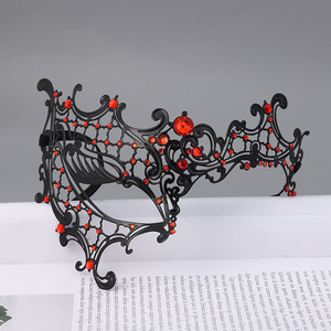 DAMAI Masquerade Mask for Women Metal Diamond Lace Mask Shiny Rhinestone Venetian Party Metal Mask for Halloween Party Decor - Product Image 1