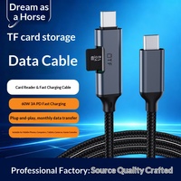 Câble de données lecteur de cartes multifonction Type-C 60W PD à charge rapide en alliage d'aluminium tressé en nylon pour connecter ordinateurs et smartphones