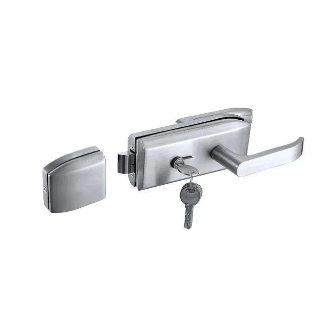Sliding Door Hinge Fittings Wall to Glass Stainless Steel Aluminum Door Locks Patch Clamp Hardware Keys Fittings