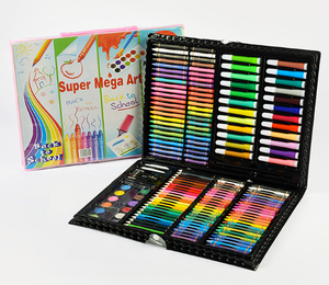 Ensemble de dessin artistique pour enfants non toxique avec étui en plastique, crayons de couleur, feutres aquarelles, 168 pièces, avec chevalet - Product Image 1