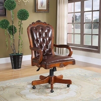 Mobilier de bureau PDG chaise de direction rotative chaise de bureau en cuir étude en bois massif sculpté américain chaise pivotante en bois massif