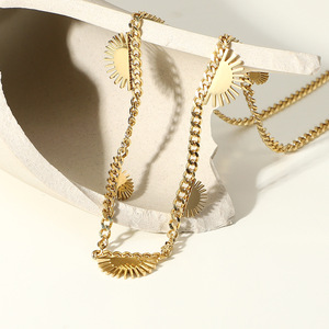 Go Party-collar <span class=keywords><strong>de</strong></span> acero inoxidable chapado en oro <span class=keywords><strong>de</strong></span> 18K para <span class=keywords><strong>mujer</strong></span> y niña, joyería resistente al agua, con encanto, Amanecer, sol, cadena <span class=keywords><strong>cubana</strong></span> - Product Image 4