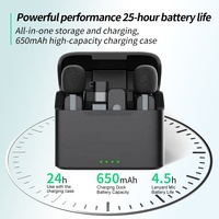 Microphone sans fil portable 2-en-1 avec mini-boîtier de charge, micro-cravate 2,4 GHz pour enregistrement en studio et interviews