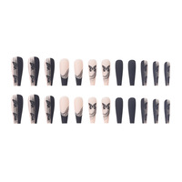 CBLCY-31 réutilisables, faciles à presser sur les ongles, cercueil français, ongles de ballerine longs en acrylique ombré, ongles artificiels élégants
