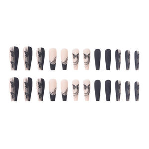 <span class=keywords><strong>Uñas</strong></span> acrílicas reutilizables de fácil prensado para CBLCY-31, manicura elegante y artificial de estilo francés, con forma de bailarina de ataúd - Product Image 2