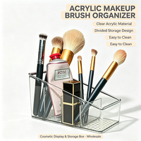 Organisateur de comptoir en acrylique transparent pour cosmétiques, support de rangement multi-compartiments pour pinceaux, rouges à lèvres et parfums