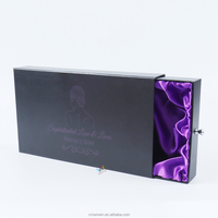 Boîte de rangement avec tiroir Crown Win au design personnalisé élégant boîte-cadeau à tiroir coulissant carré avec poignée de bijoux en satin violet laminé
