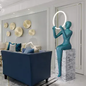 Humanoid art sculpture ball hotel led resin lobby living room floor lamp nordic standing floor light