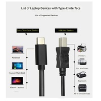 Kabel Printer USB-C ke USB-A/USB 3.0 dengan Konduktor Tembaga 1 Meter