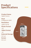 Kamera Digital Dual Reflex Portabel Kamera Kecil Retro CCD Definisi Tinggi Kamera Mini Travel yang Dapat Disesuaikan