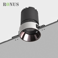Spot encastré rond 9W, downlight LED COB réglable 12W sans cadre pour plafond