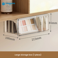 Tiroir de rangement transparent sous-meuble, organisateur suspendu pour armoire à miroir, boîte coulissante adhésive pour cosmétiques et articles de toilette